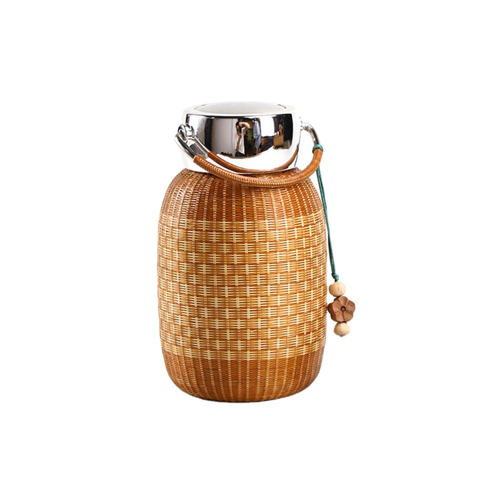 Rustic Woven Bamboo Glass Carafe Set